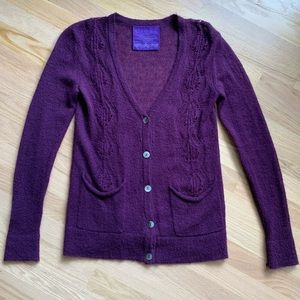 Press mohair tissue i want you yo stay cardigan purple Medium M pearl buttons